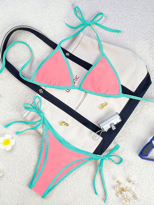 Damen Triangel-Bikini mit verspielten Schleifen R&B