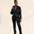 Damen Glitzerndes Sportanzug-Set mit trendigen Streifen R&B