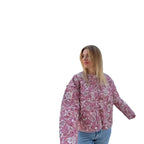 Damen modische Oversized-Jacke mit floralem Muster R&B