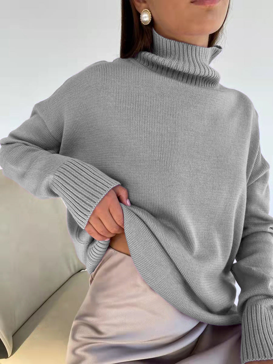 Damen eleganter Rollkragenpullover aus feinem Strick R&B
