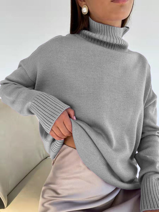 Damen eleganter Rollkragenpullover aus feinem Strick R&B