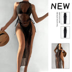 Damen Maxikleid mit taillierter Silhouette und elastischen Bindändern