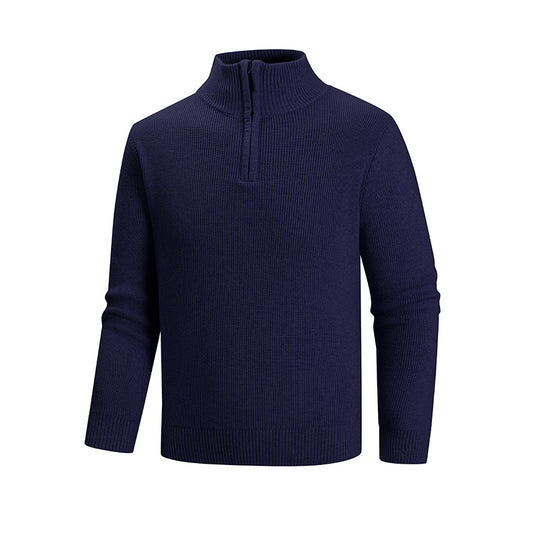 Herren modischer Strickpullover mit halbem Reißverschluss und strukturiertem Muster R&B