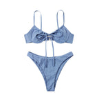 Damen Triangel-Bikini mit verstellbaren Trägern und charmantem Knoten-Detail R&B