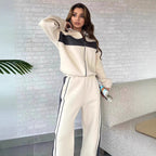 Damen Sportliches Loungewear-Set mit hohem Kragen und Reißverschluss R&B
