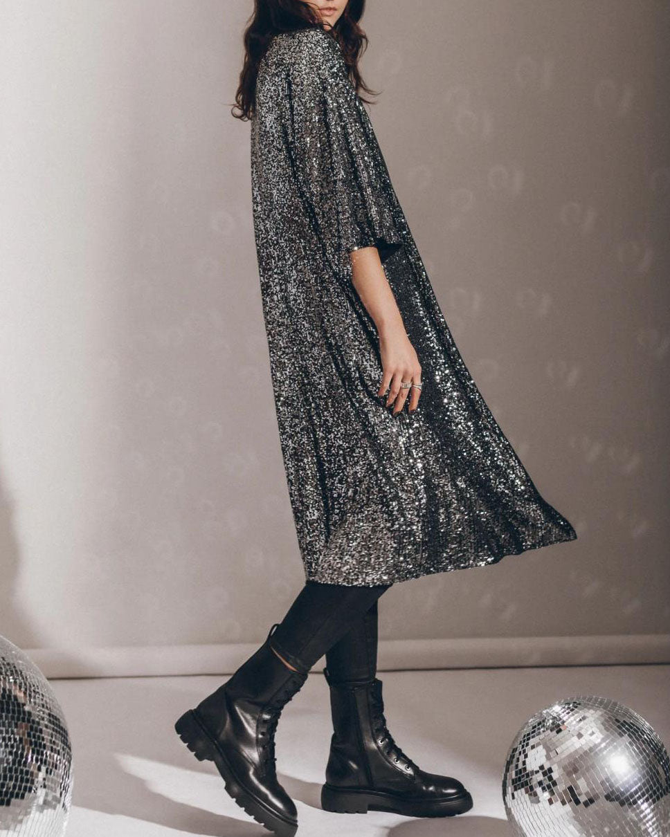 R&B | Viertel Ärmel Party Pailletten Strickjacke Jacke