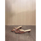 Damen elegante Mules mit offenen Zehen und feinem Absatz R&B