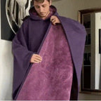 Damen kuscheliger Kapuzenponcho aus weichem Mikrofleece R&B