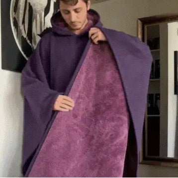 Damen kuscheliger Kapuzenponcho aus weichem Mikrofleece R&B