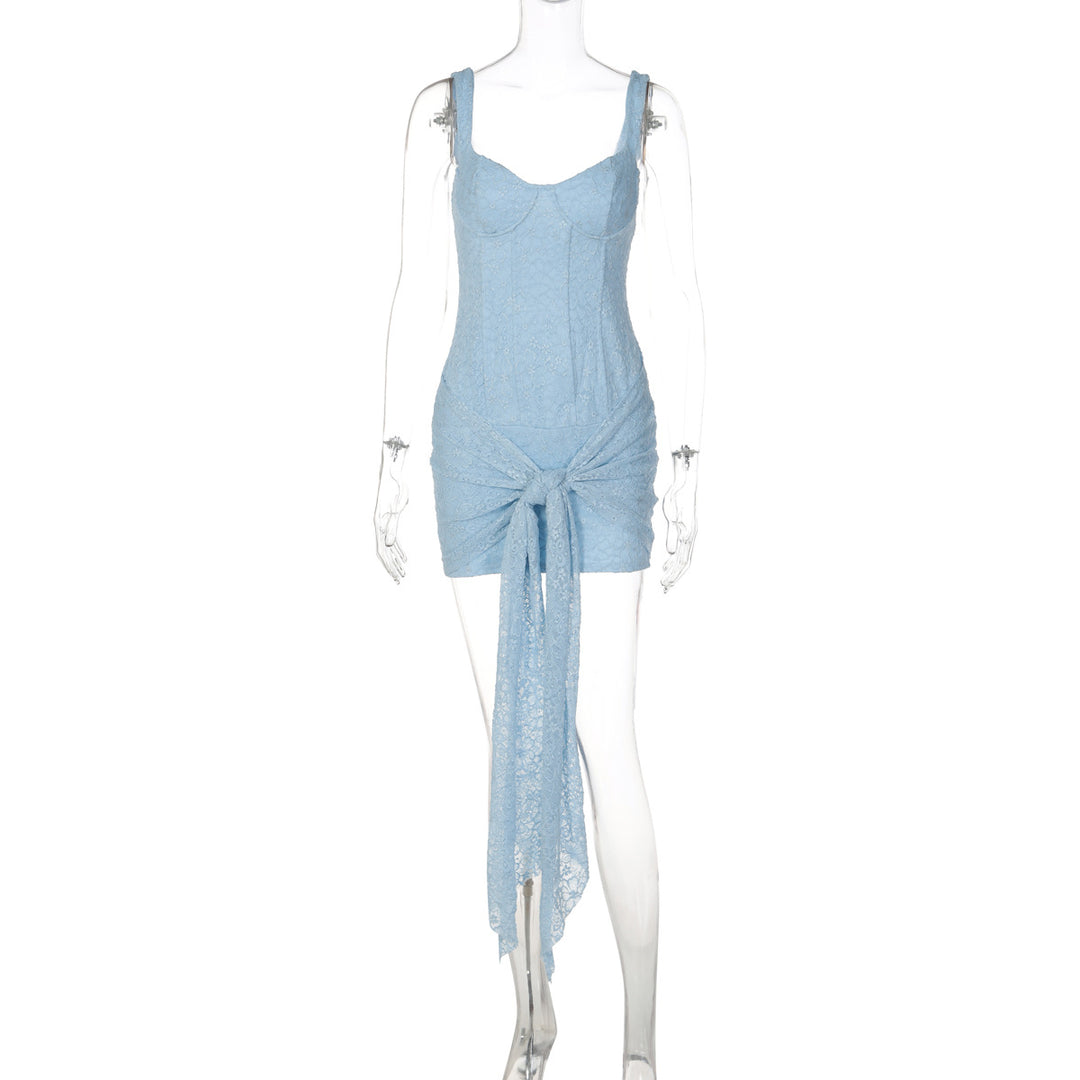 Damen Elegantes Kleid mit Spitzenverzierungen und Raffungsdetails R&B