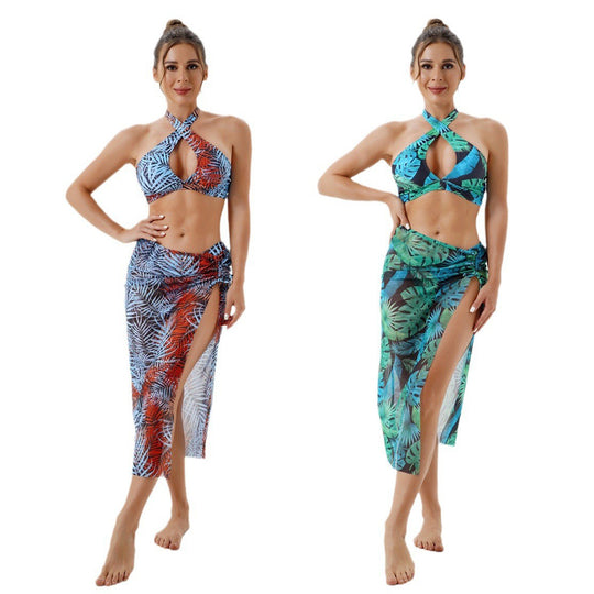 Damen Modischer Bikini mit transparenter Strandpareo R&B