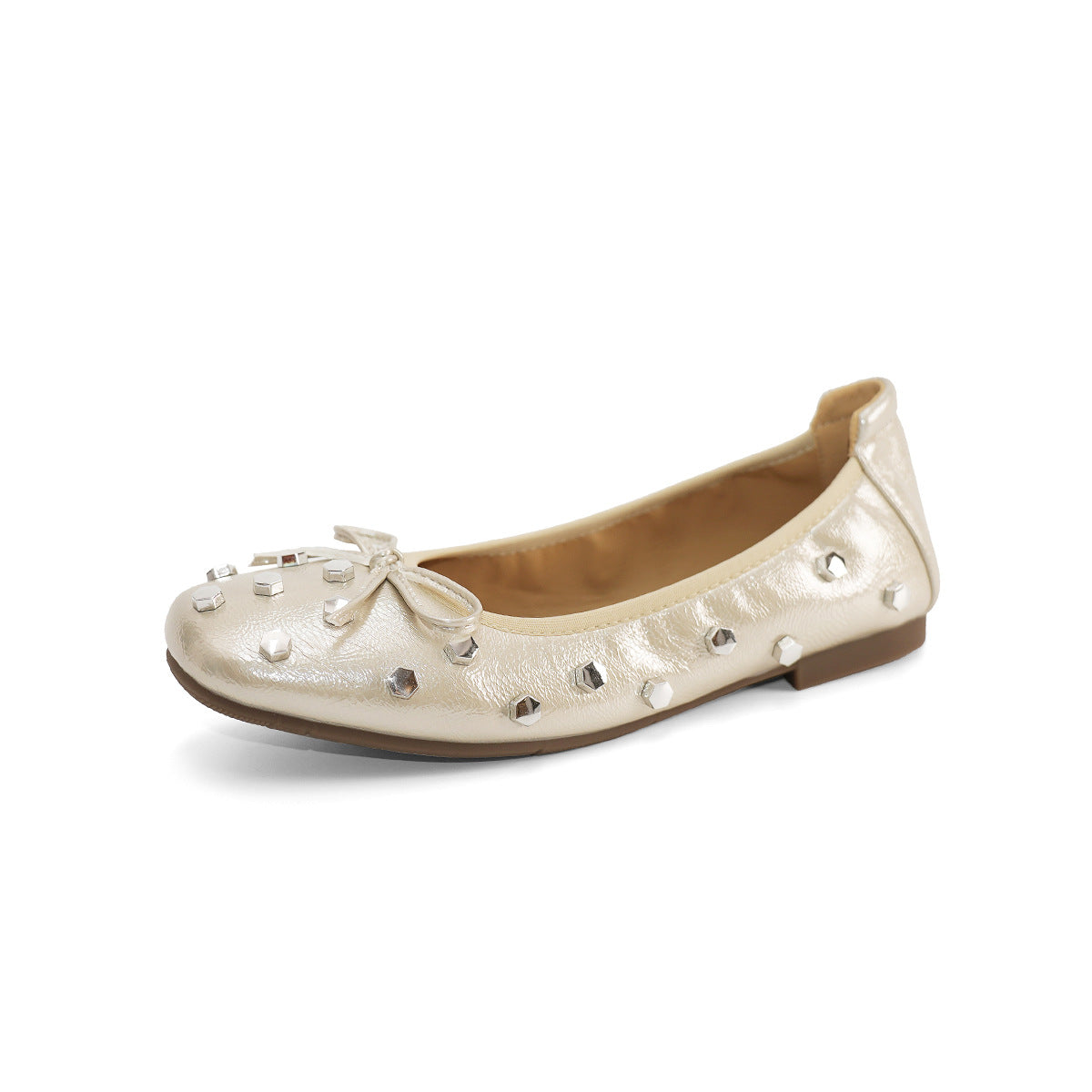 Damen Ballerinas mit schimmerndem Obermaterial und funkelnden Strassverzierungen