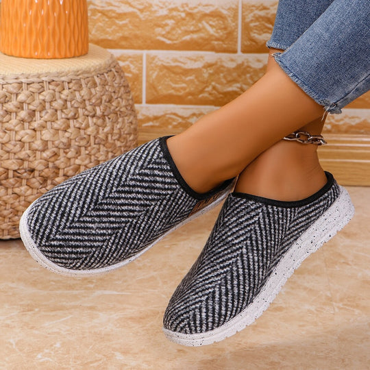 Damen Bequeme Hausschuhe mit Rutschfester Sohle und Herringbone-Muster R&B