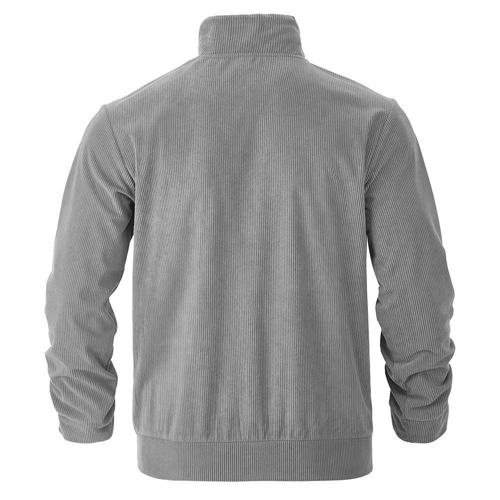 Herren lässige Cordjacke mit Kapuze und praktischen Brusttaschen R&B