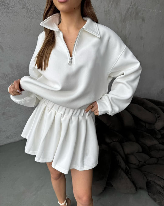 Damen sportlicher Pullover mit Kordelzug und Reißverschluss R&B