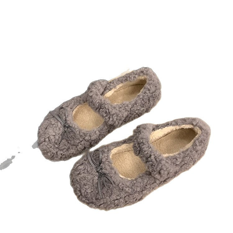 Damen Flauschige Hausschuhe mit elegantem Riemendesign R&B