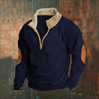 Herren Fleece-Pullover mit hohem Kragen und robusten applikationen R&B