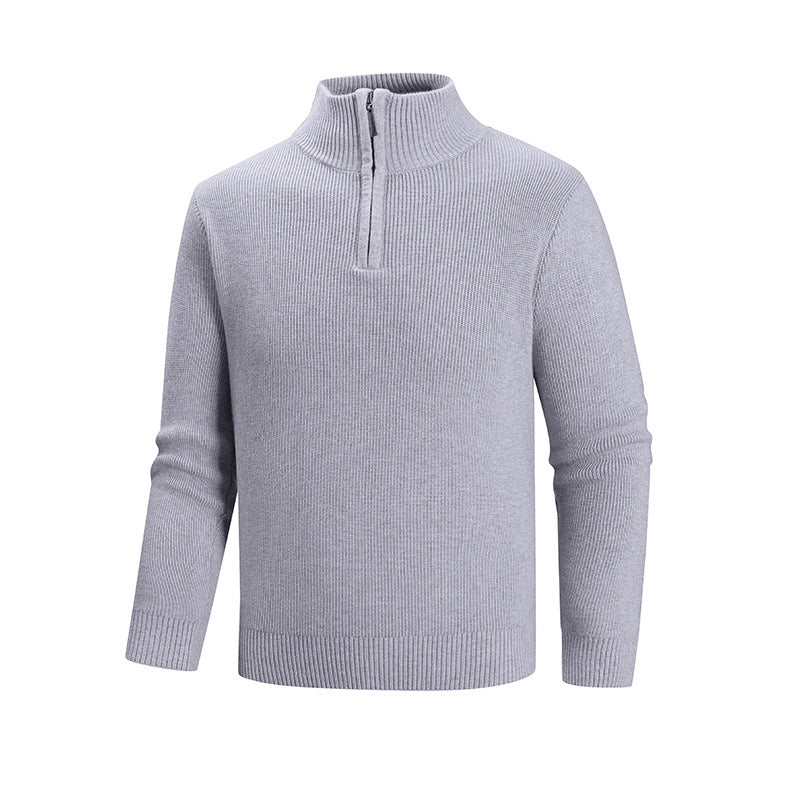 Herren modischer Strickpullover mit halbem Reißverschluss und strukturiertem Muster R&B