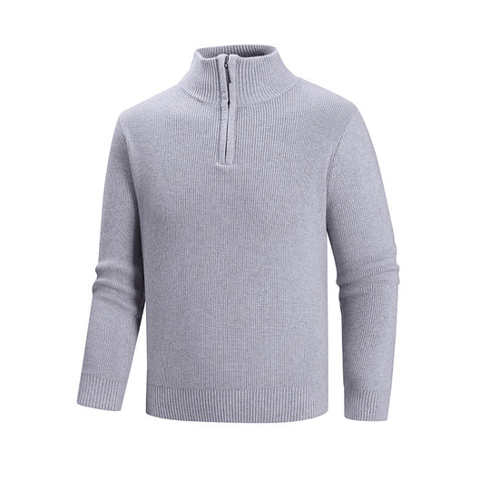 Herren modischer Strickpullover mit halbem Reißverschluss und strukturiertem Muster R&B