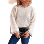 Damen lässiger Pullover aus weichem Material mit trendiger Fransenverzierung R&B