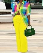 Damen lässiges Oversize-Hemd mit weitem Hosenanzug R&B