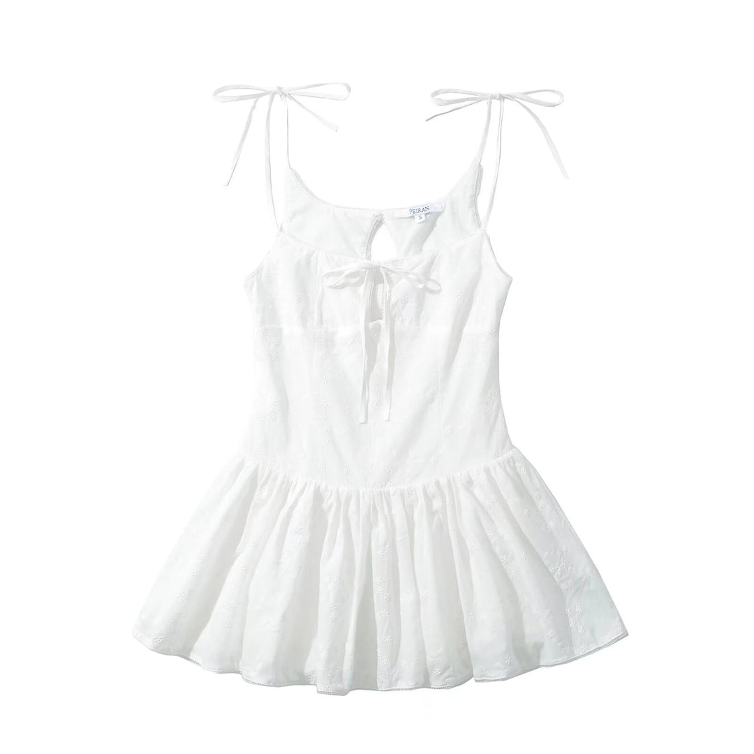 Damen luftiges Sommerkleid mit verstellbaren Spaghettiträgern und Rüschensaum R&B
