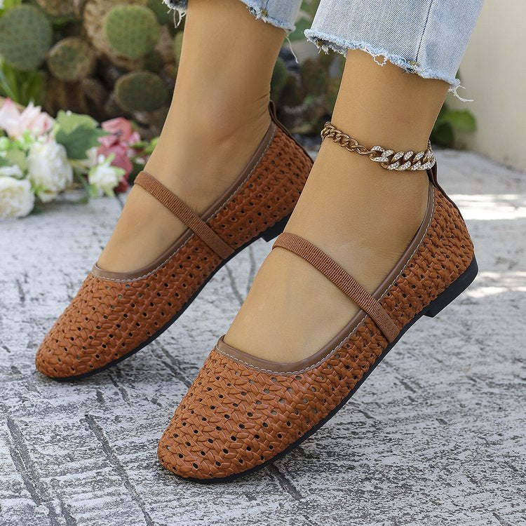 Damen geflochtene Ballerinas mit atmungsaktivem Design und komfortabler Sohle R&B