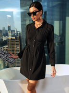 Damen Hemdblusenkleid mit elegantem Taillengürtel und praktischen Knopfdetails