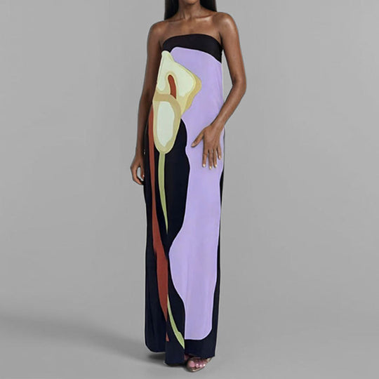 Damen Maxikleid mit elegantem Design und farbenfrohen Akzenten R&B