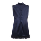 Damen elegantes Kleid mit transparentem Spitzenrand R&B