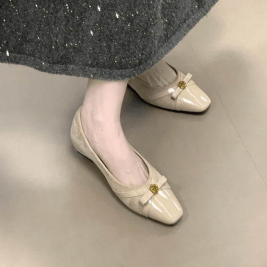 Damen Bequeme Ballerinas mit dekorativem Schleifen-Detail und glänzender Oberfläche R&B