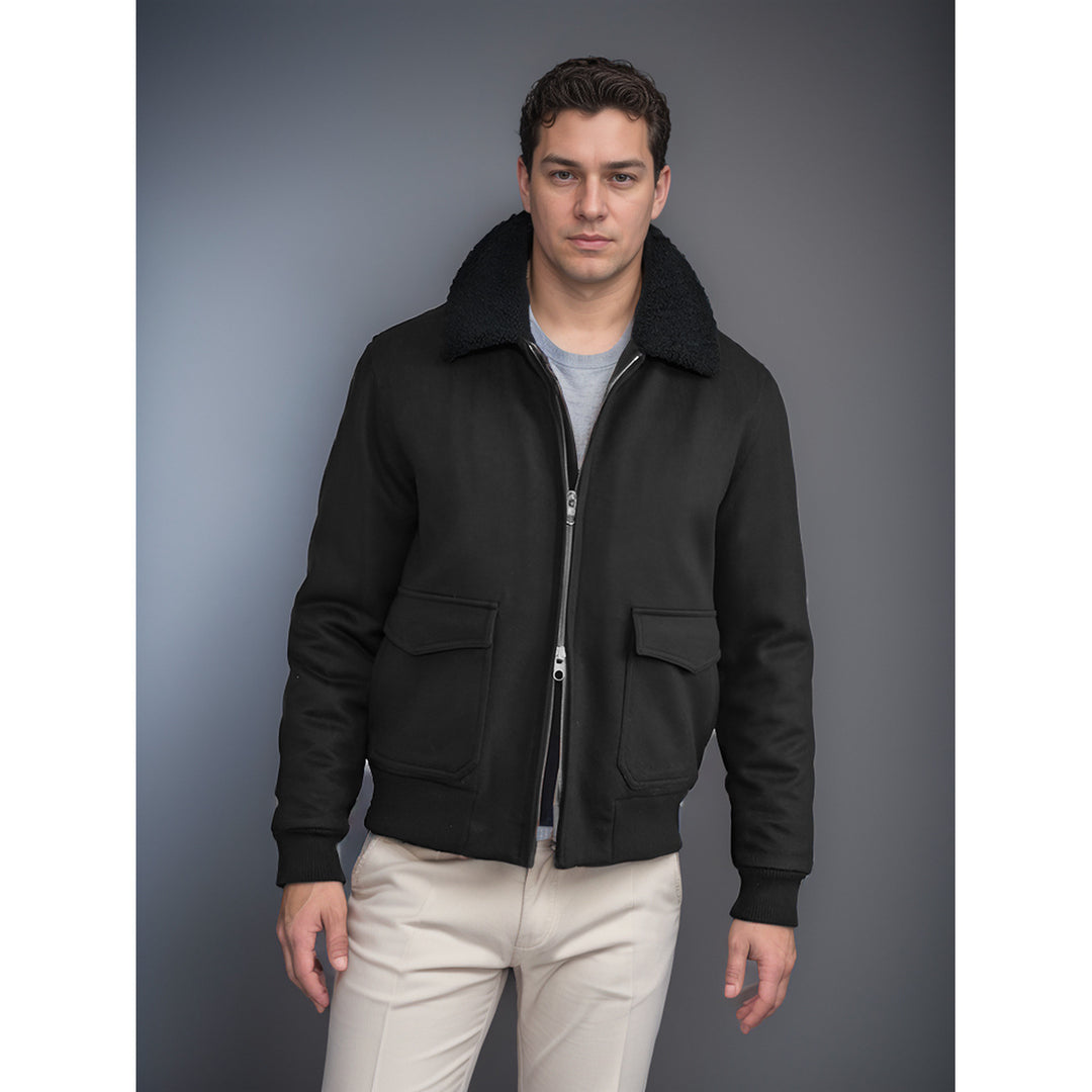 Herren kuschelweiche Winterjacke mit Teddykragen und aufgesetzten Taschen R&B
