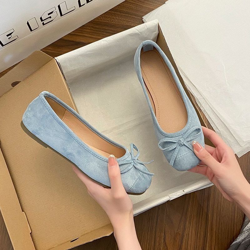 Damen flache Ballerinas mit glänzender Oberfläche und dekorativem Schleifenelement R&B