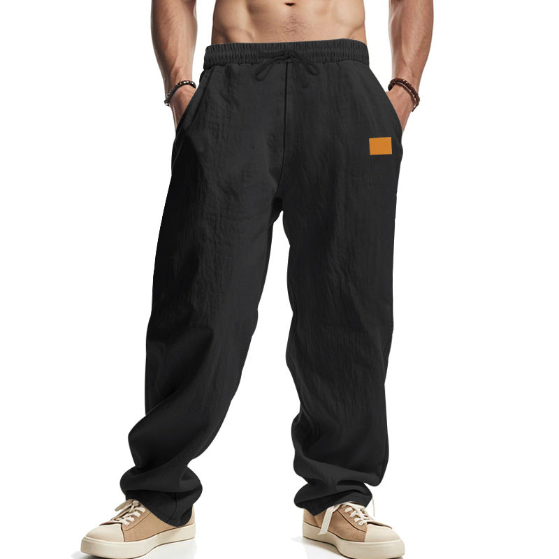 Herren locker geschnittene Leinenhose mit verstellbarem Kordelzug und praktischen Seitentaschen R&B