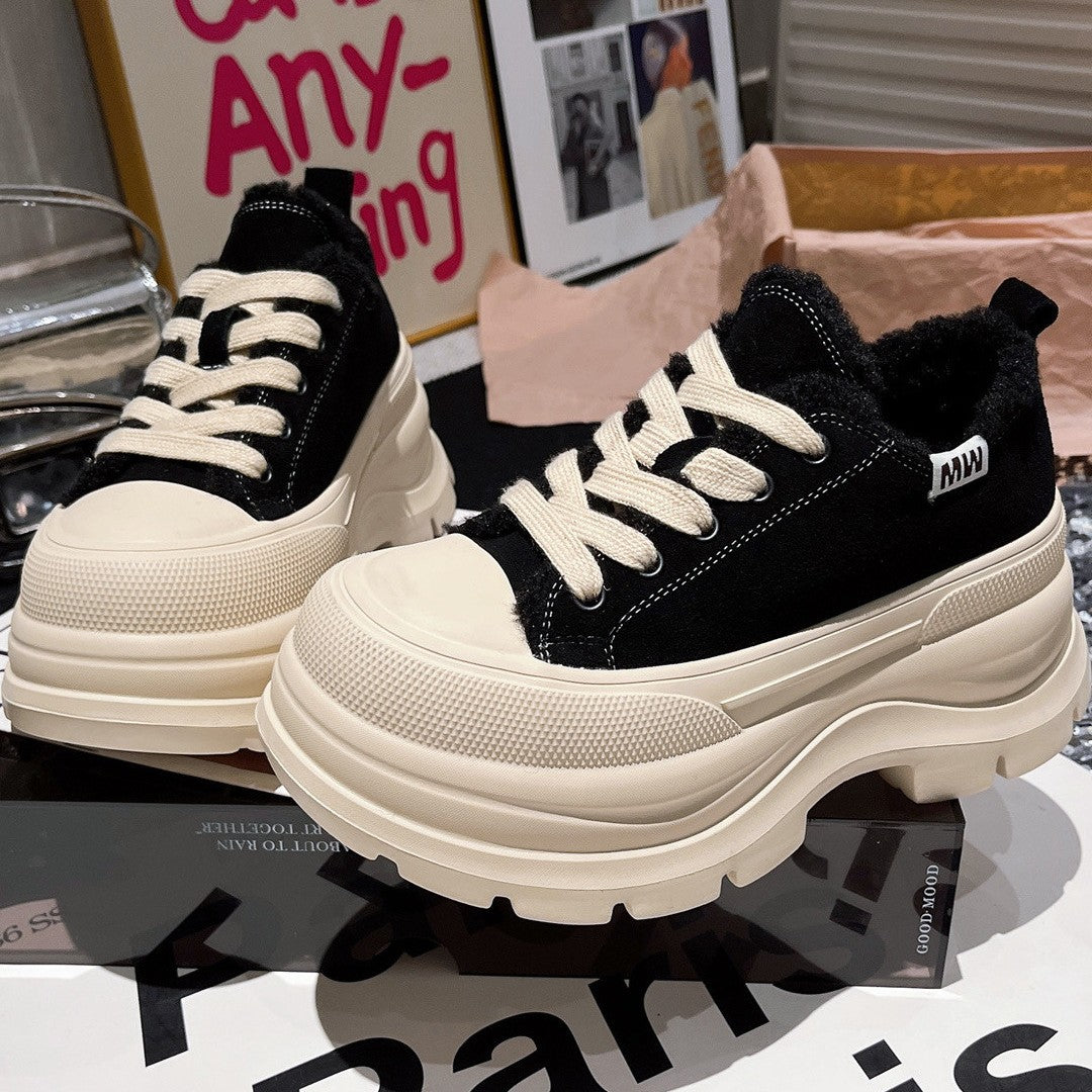 Damen Sneakers mit luxuriösem Fleece-Innenfutter und robustem Plateau R&B