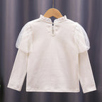 Mädchen T-Shirt mit eleganten Tüllärmeln und Rüschendetails R&B