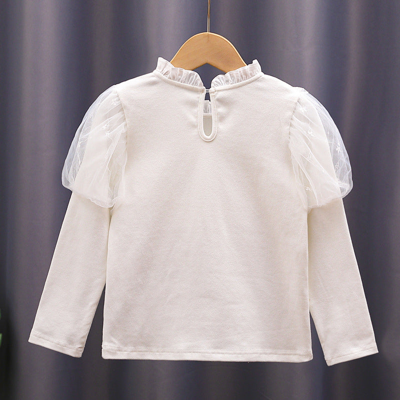 Mädchen T-Shirt mit eleganten Tüllärmeln und Rüschendetails R&B