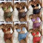 Damen Bikini mit raffiniertem Kreuz-Design und zartem Wickelrock R&B