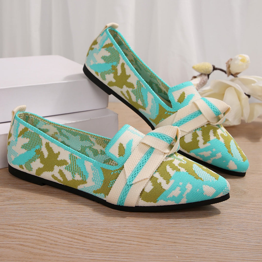 Damen Ballerinas mit elegantem, floralem Muster und modischer Knotenapplikation R&B