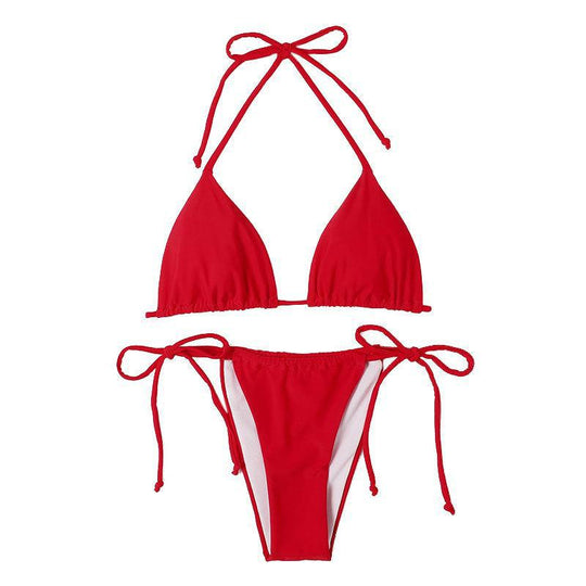 Damen Triangel-Bikini mit verstellbaren Schnürdetails und elastischem Bund R&B
