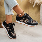 Damen Sneaker mit Leopardenmuster und atmungsaktiver Sohle R&B