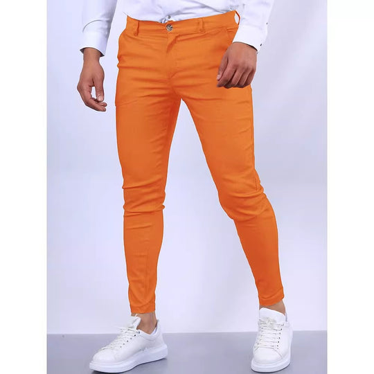 Herren elegante Slim-Fit Chinohose mit elastischem Bund und praktischen Taschen R&B