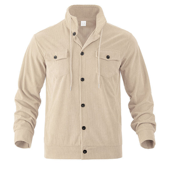 Herren Hochwertige Cordjacke mit praktischen Taschen und modischem Stehkragen R&B