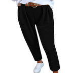 Damen Elegante High-Waist-Hose mit Falten-Details und Gürtel R&B