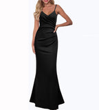 R&B | Einfarbiges Slim Fit Fließendes Maxikleid