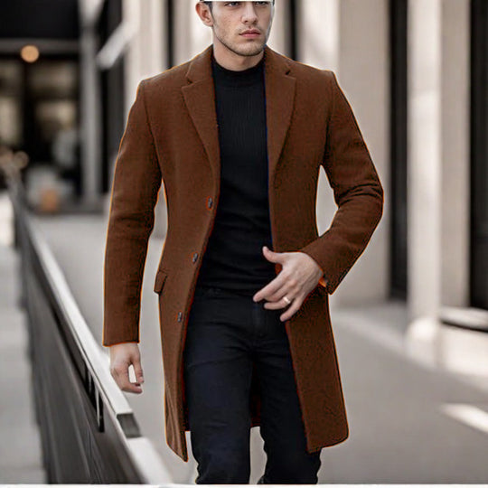 Herren eleganter Wollmantel mit schmalem Schnitt R&B