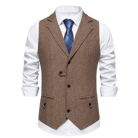 Herren elegante Weste mit modernem Hahnentritt-Muster R&B