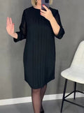 Damen Plissee Abendkleid mit transparenten Ärmeln und elegantem Schnitt R&B