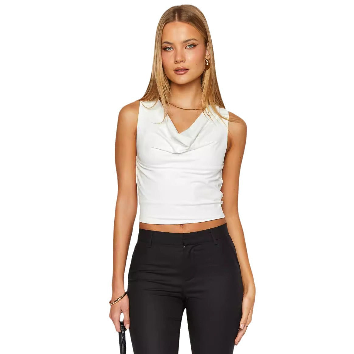Damen Elegantes Cowl Neck Top mit figurbetontem Schnitt R&B