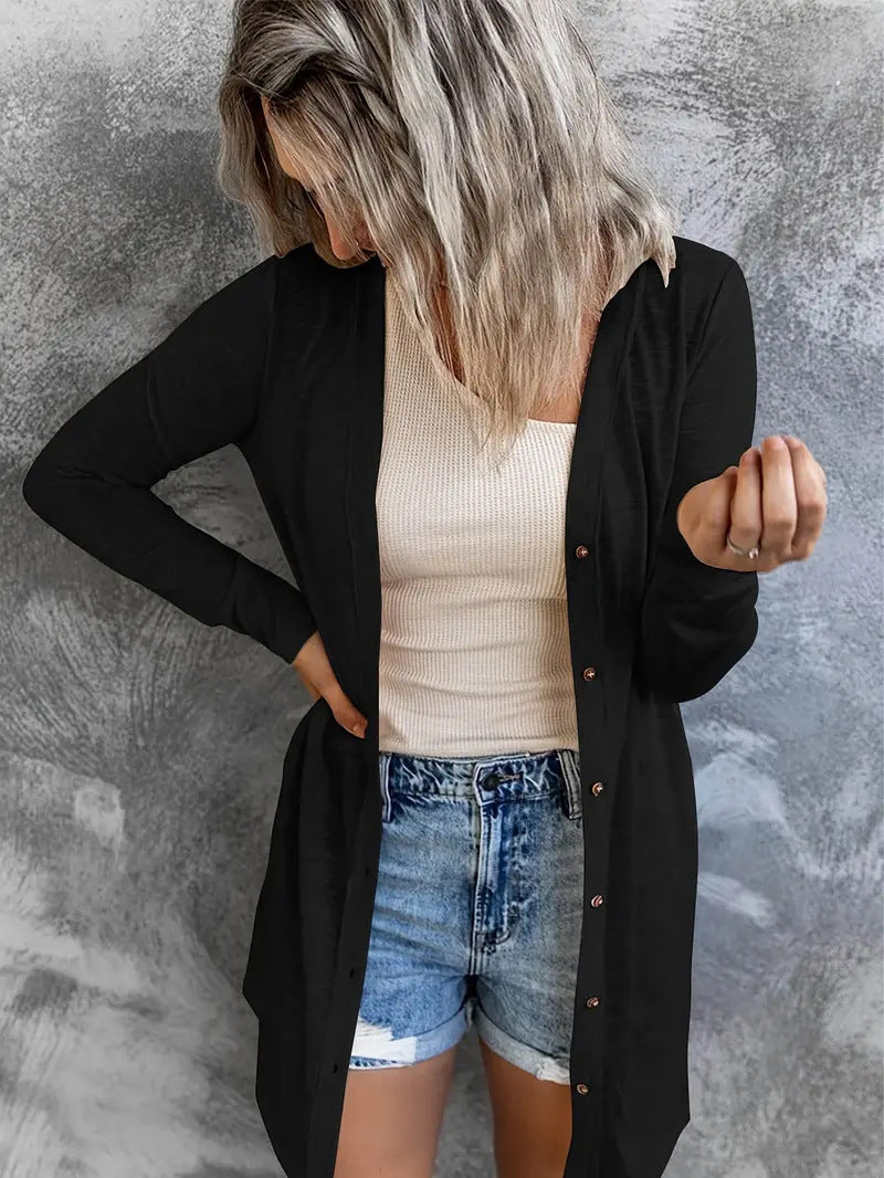 Damen Langer Strickcardigan mit Taschen R&B
